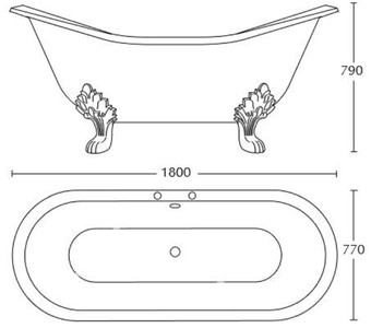 Casa Padrino Ba&ntilde;era Art Nouveau de Lujo Blanco / Plata 180 x 77 x H. 79 cm - Ba&ntilde;o Acr&iacute;lico Curvado Independiente con Patas de Le&oacute;n - Muebles de Ba&ntilde;o Art Nouveau – Bild 3