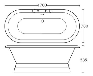 Casa Padrino Ba&ntilde;era Art Nouveau de Lujo Negro / Blanco 170 x 78 x H. 58,5 cm - Ba&ntilde;o Independiente - Muebles de Ba&ntilde;o – Bild 2