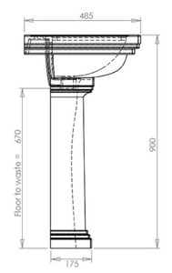 Casa Padrino Lavabo Art Nouveau de Lujo Negro 64 x 48,5 x H. 90 cm - Lavabo de Cer&aacute;mica con Pedestal - Calidad de Lujo – Bild 4