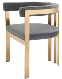 Casa Padrino Luxury Dining Chair With Armrests Gray Brass 61 X