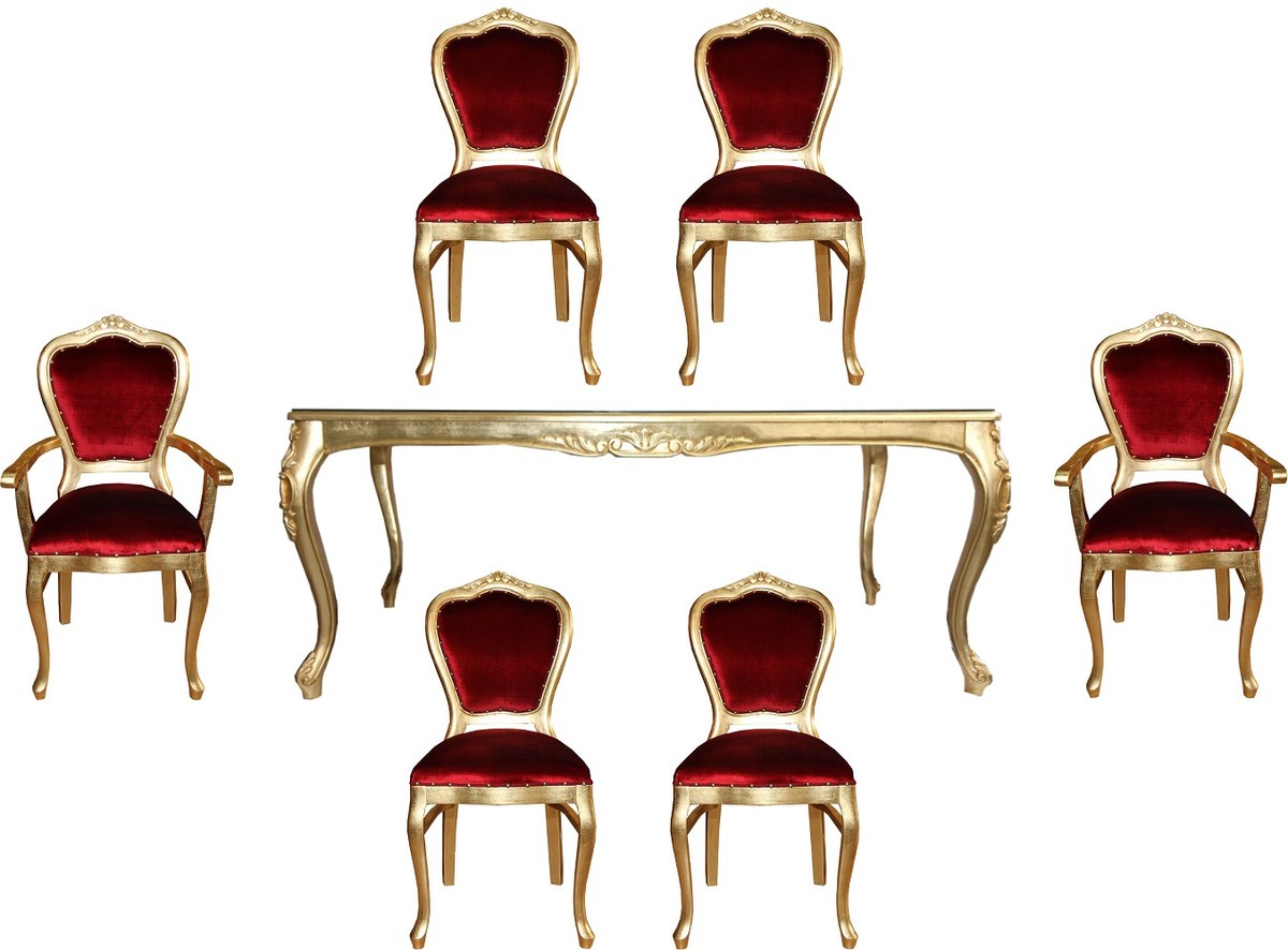 red and gold dining chairs