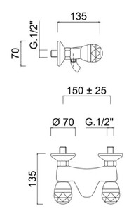 Casa Padrino Mezclador de Ducha de Pared de Lujo con Cristal Swarovski Plata 20 cm - Grifo para Ba&ntilde;era - Calidad de Primera Clase - Hecho en Italia – Bild 2