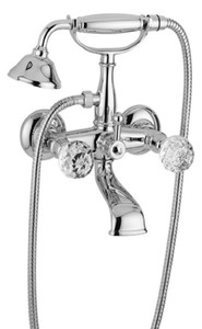 Casa Padrino mezclador de ba&ntilde;era art nouveau de lujo con manguera y ducha de mano plata 20 x 16 x H. 27,5 cm - Grifo de Ba&ntilde;era con Cristal de Swarovski - Accesorio de Ba&ntilde;o Nost&aacute;lgico – Bild 1