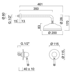 Casa Padrino conjunto de grifos de ducha de lujo con cristal Swarovski plata - Mezclador Monomando con Ducha de Cabeza - Conjunto de Ducha – Bild 2