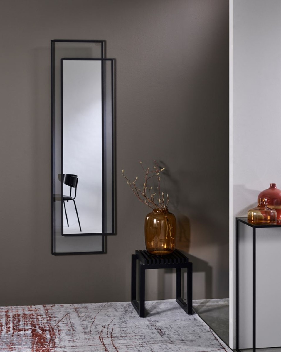 casa padrino designer wall mirror black 50 x h. 170 cm - living room mirror  - wardrobe mirror - designer mirror - luxury collection