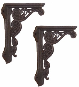 Casa Padrino Art Nouveau Cast Iron Wall Bracket Set Antique Dark