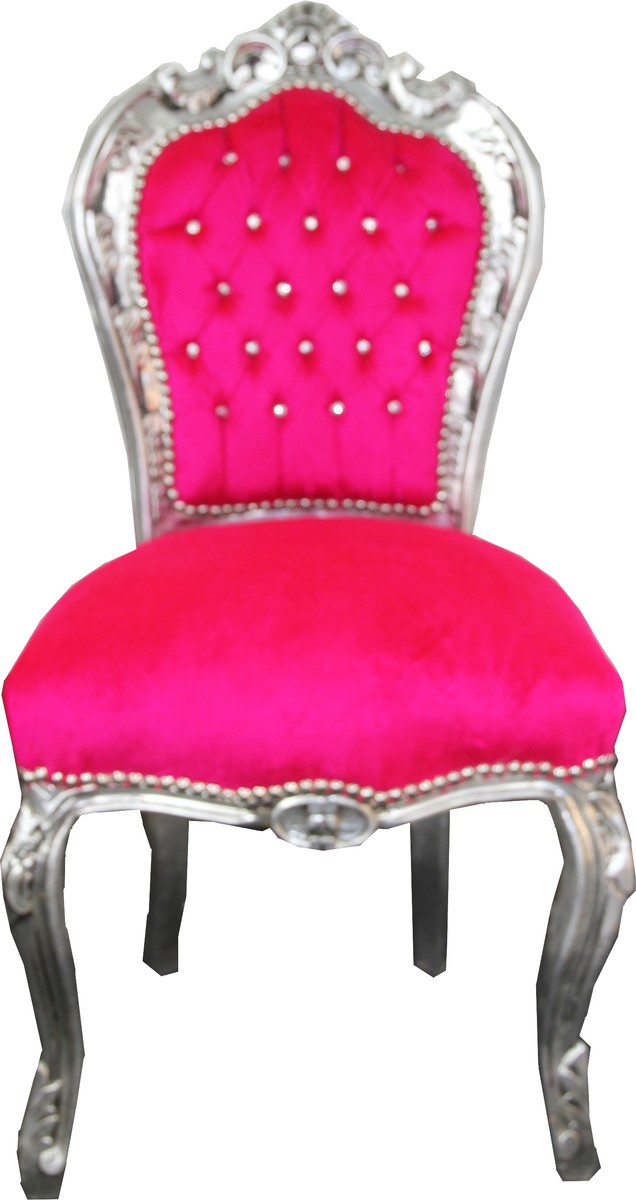 Casa Padrino Baroque Chaise de salle à manger rose / argent avec strass Bling Bling - Chaises baroques de meubles Casa Padrino Baroque Chaise de salle à manger rose / argent avec strass Bling Bling - Chaises baroques de meubles