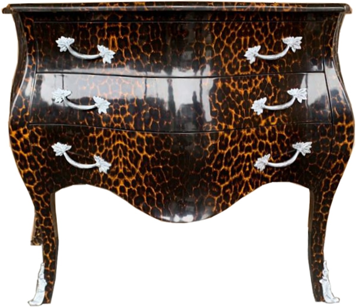 Casa Padrino Baroque Chest Of Drawers In Leopard Silver With 3