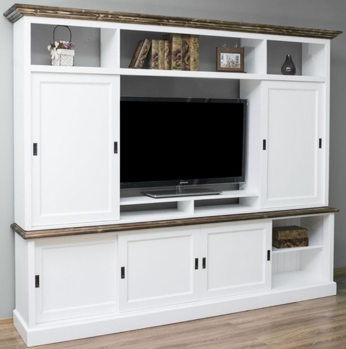 Casa Padrino credenza in stile country con 2 porte marrone 180 x 46 x H. 56  cm - Mobile TV in Legno Massello - Mobile da Soggiorno - Mobili in Stile  Country