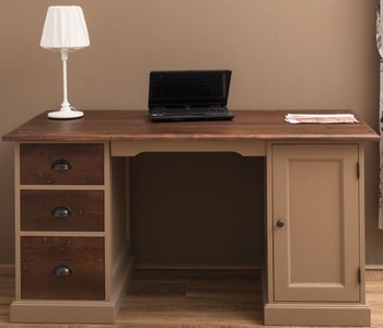 Casa Padrino Country Style Solid Wood Desk With Door And 3 Drawers