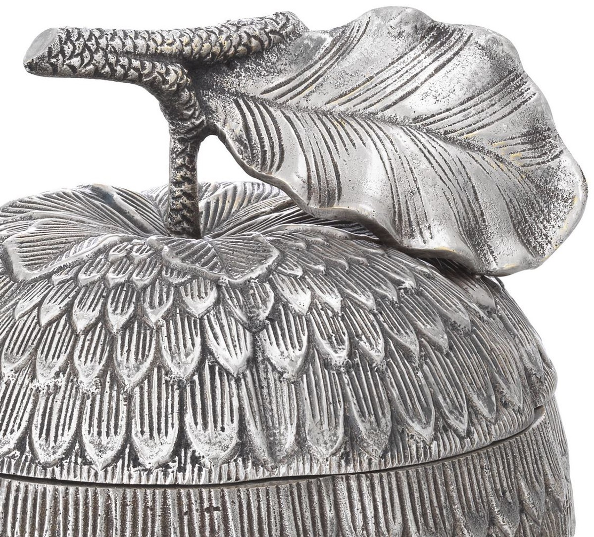 Casa Padrino boîte de rangement de luxe avec couvercle en forme de pomme argent antique Ø 18 x H. 20 cm - Accessoires Déco
