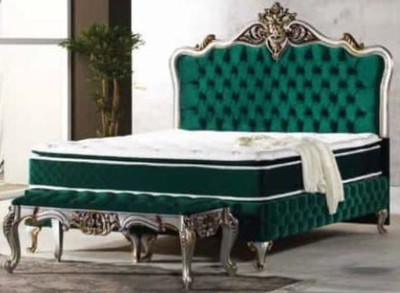 Casa Padrino Baroque Double Bed Green Silver Antique Gold Ornate Bed With Mattress Baroque Furniture