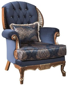 Casa Padrino conjunto de sala de estar barroco de lujo azul / marr&oacute;n - 2 Sof&aacute;s y 2 Sillones y 1 Mesa de Centro - Muebles de Sal&oacute;n Adornado en Estilo Barroco – Bild 3