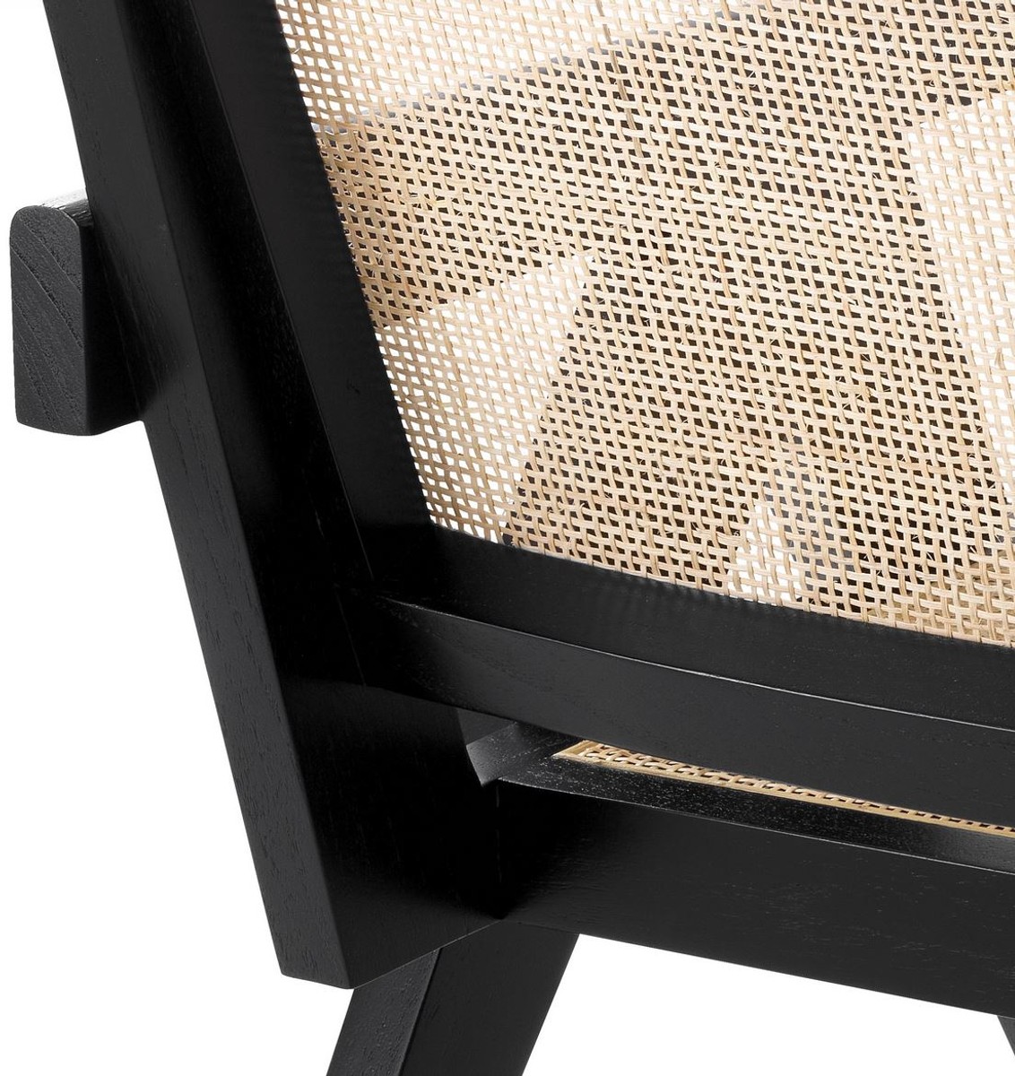 Casa Padrino sedia di design nero / naturale 58 x 82 x A. 70 cm - Sedia in  legno massello con braccioli e rattan intrecciato a mano - Mobili per  Soggiorno di Lusso