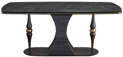 Casa Padrino Luxus Art Deco Esstisch Grau Schwarz Messingfarben 183 X 92 X H 77 Cm Edler Esszimmertisch Mit Glasplatte In Marmoroptik Art Deco Esszimmer Mobel Esstische Luxus Esstische