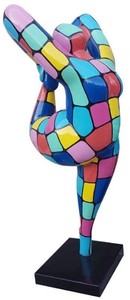 Casa Padrino escultura de dise&ntilde;o mujer acrob&aacute;tica multicolor A. 141 cm - Figura decorativa resistente a la intemperie - Escultura de decoraci&oacute;n de jard&iacute;n - Figura de Jard&iacute;n – Bild 