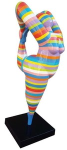 Casa Padrino escultura de dise&ntilde;o mujer acrob&aacute;tica multicolor a rayas A. 141 cm - Figura decorativa resistente a la intemperie - Escultura de decoraci&oacute;n de jard&iacute;n - Figura de Jard&iacute;n – Bild 