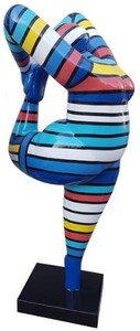 Casa Padrino escultura de dise&ntilde;o mujer acrob&aacute;tica multicolor a rayas A. 141 cm - Figura decorativa resistente a la intemperie - Figura de jard&iacute;n - Escultura de decoraci&oacute;n de jard&iacute;n – Bild 