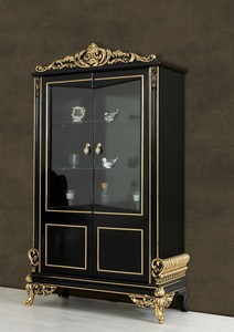 Casa Padrino vitrina de sal&oacute;n barroco de lujo negro / oro 130 x 55 x A. 210 cm - Vitrina barroco suntuosa con 2 puertas de vidrio - Muebles Barrocos Nobles
 – Bild 3