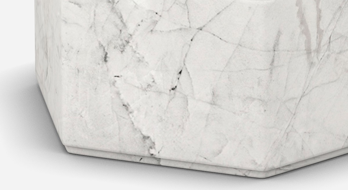 Casa Padrino tavolino di lusso bianco Ø 46,5 x A. 60 cm - Tavolino rotondo  in marmo di Carrara di alta qualità - Mobili di Lusso