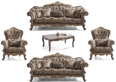 Casa Padrino Luxus Barock Wohnzimmer Set Braun Grau Gold 2 Sofas 2 Sessel 1 Couchtisch Prunkvolle Barock Wohnzimmer Mobel Sofa Sets Barock Sofa Sets