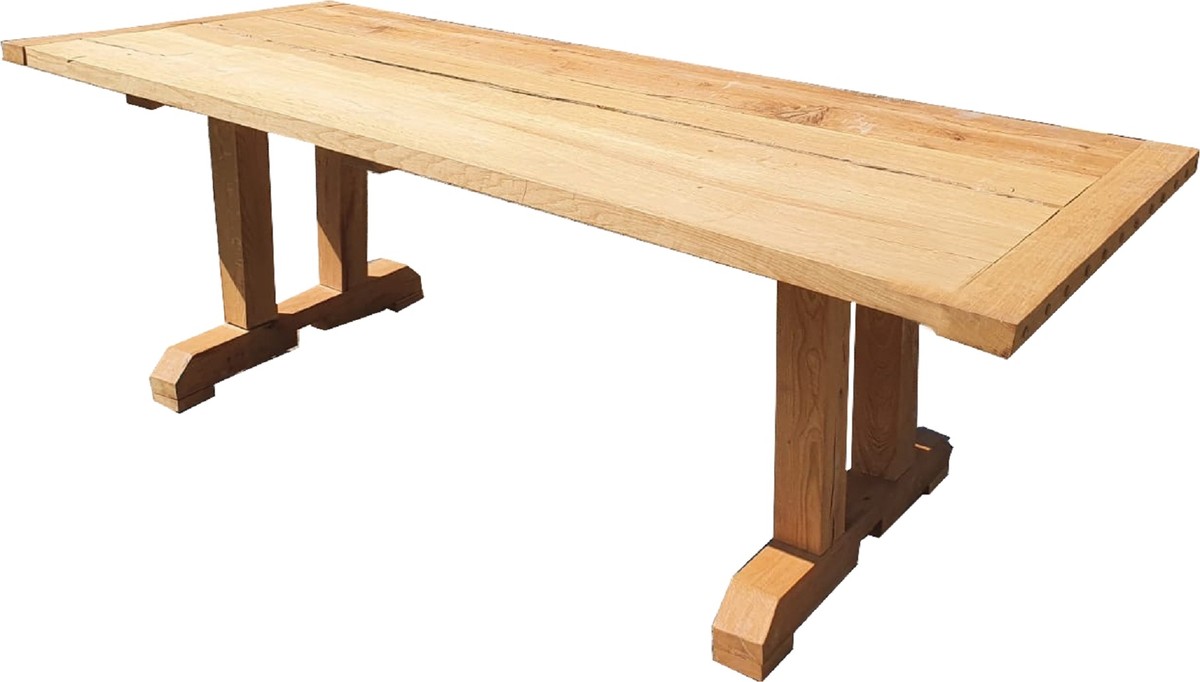 Casa Padrino Solid Wood Dining Table Natural 228 X 96 X H 77 Cm Rustic Kitchen Table Made Of Solid Oak Dining Room Furniture