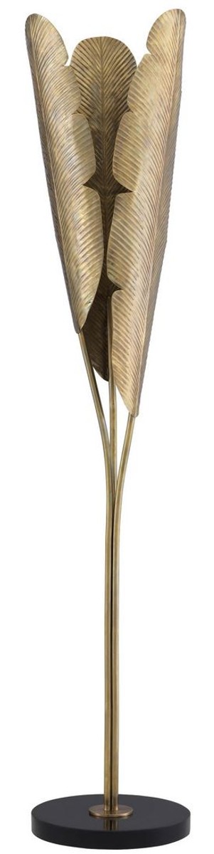 Casa Padrino lampada da terra di design in ottone con base in granito ottone vintage / nero Ø 35 x A. 180 cm - Collezione di Lusso