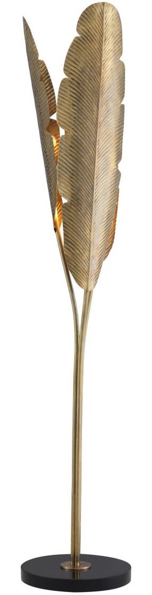 Casa Padrino lampada da terra di design in ottone con base in granito ottone vintage / nero Ø 35 x A. 180 cm - Collezione di Lusso