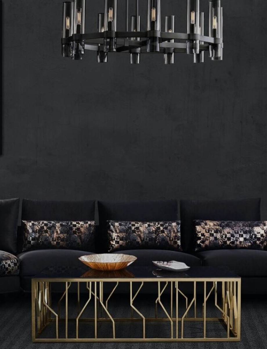 Casa Padrino tavolo da salotto di lusso oro opaco / nero Ø 82 x A