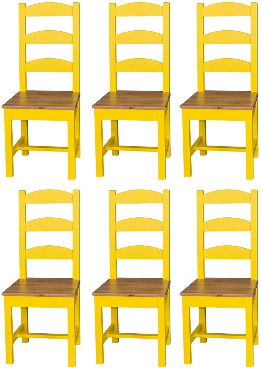 Casa Padrino Landhausstil Esszimmer Stuhl Set 48 x 41 x H. 93 cm - Verschiedene Farben - Massivholz KÃ¼chen StÃ¼hle 6er Set - Esszimmer MÃ¶bel im Landhausstil