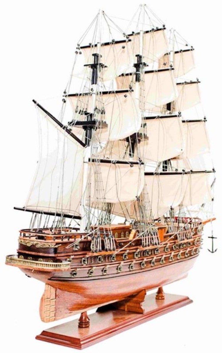 Casa Padrino buque insignia Napoleón marrón 102 x 30 x A. 75 cm - Barco  decorativo hecho a mano - Barco de madera - Velero - Barco de guerra -  Maqueta de barco - Decoración de salón