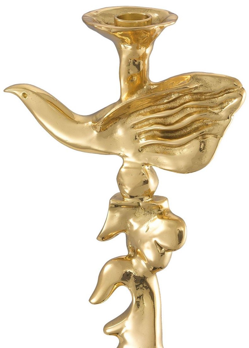 Casa Padrino Portavela de Lujo Latón / Negro 16,5 x 13 x A. 48 cm - Portavela de Latón con Base de Granito - Accesorios Decorativos