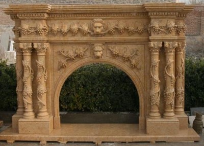 Casa Padrino cornice del camino barocco di lusso beige 250 x 45 x A. 200 cm  - Magnifica cornice per camini in marmo di alta qualità - Mobili in marmo  in stile barocco
