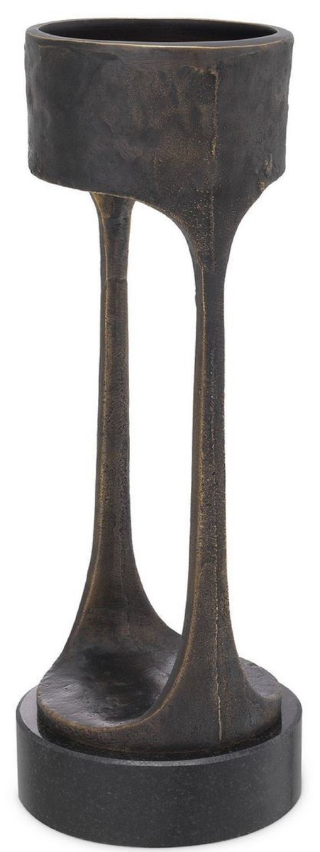 Casa Padrino portacandele di lusso bronzo / nero Ø 13 x A. 35 cm - Portacandele in Ottone con Base in Granito - Accessori Decorativi