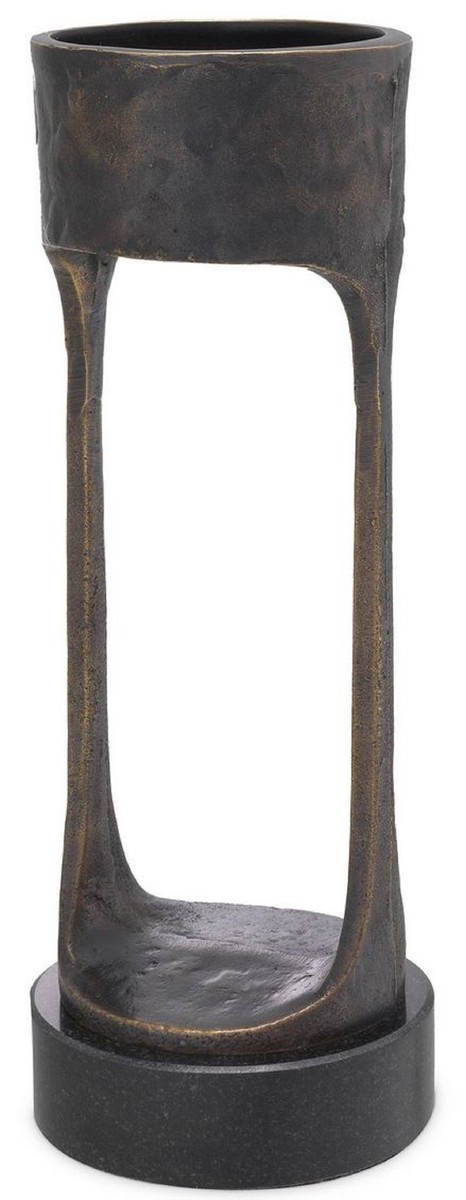 Casa Padrino portacandele di lusso bronzo / nero Ø 13 x A. 35 cm - Portacandele in Ottone con Base in Granito - Accessori Decorativi