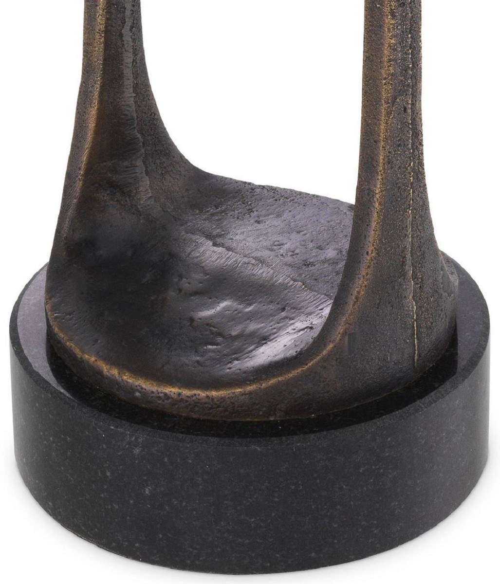 Casa Padrino portacandele di lusso bronzo / nero Ø 13 x A. 35 cm - Portacandele in Ottone con Base in Granito - Accessori Decorativi