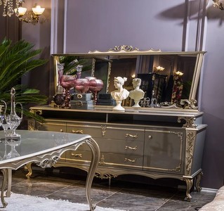Casa Padrino conjunto de muebles barrocos de lujo aparador con espejo  blanco / oro - Magnífica mueble de madera maciza con elegante espejo de  pared - Muebles de estilo barroco