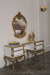 Artissimo Barocco Console Da Parete Con Specchio - Bianco E Oro, Stile Antico, Made In Italy, Dimensioni 50x20x24 Cm - 2