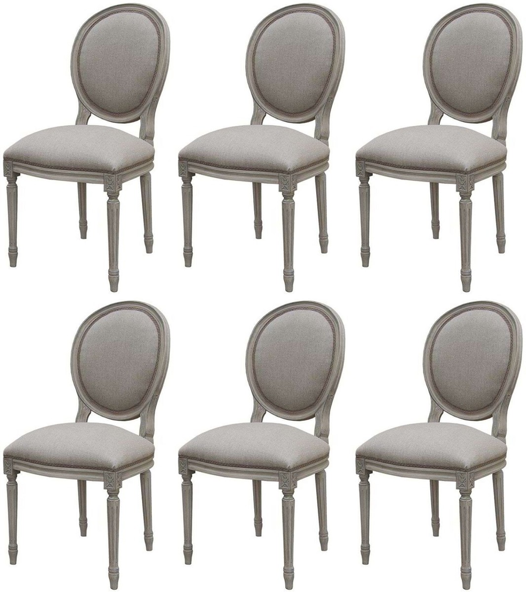 Casa Padrino set di sedie per sala da pranzo medaglione barocco di lusso  grigio 48 x