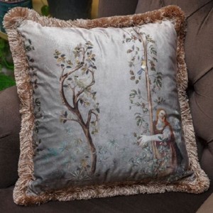 Art Deco Kissen. Luxus Samt Chenille. Silber Und Blaugrün. 17 "x