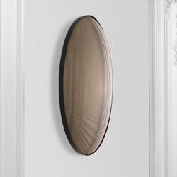 Casa Padrino Luxus Spiegel Braun / Schwarz Ø 91 cm - Runder konvexer  Wandspiegel - Luxus Möbel