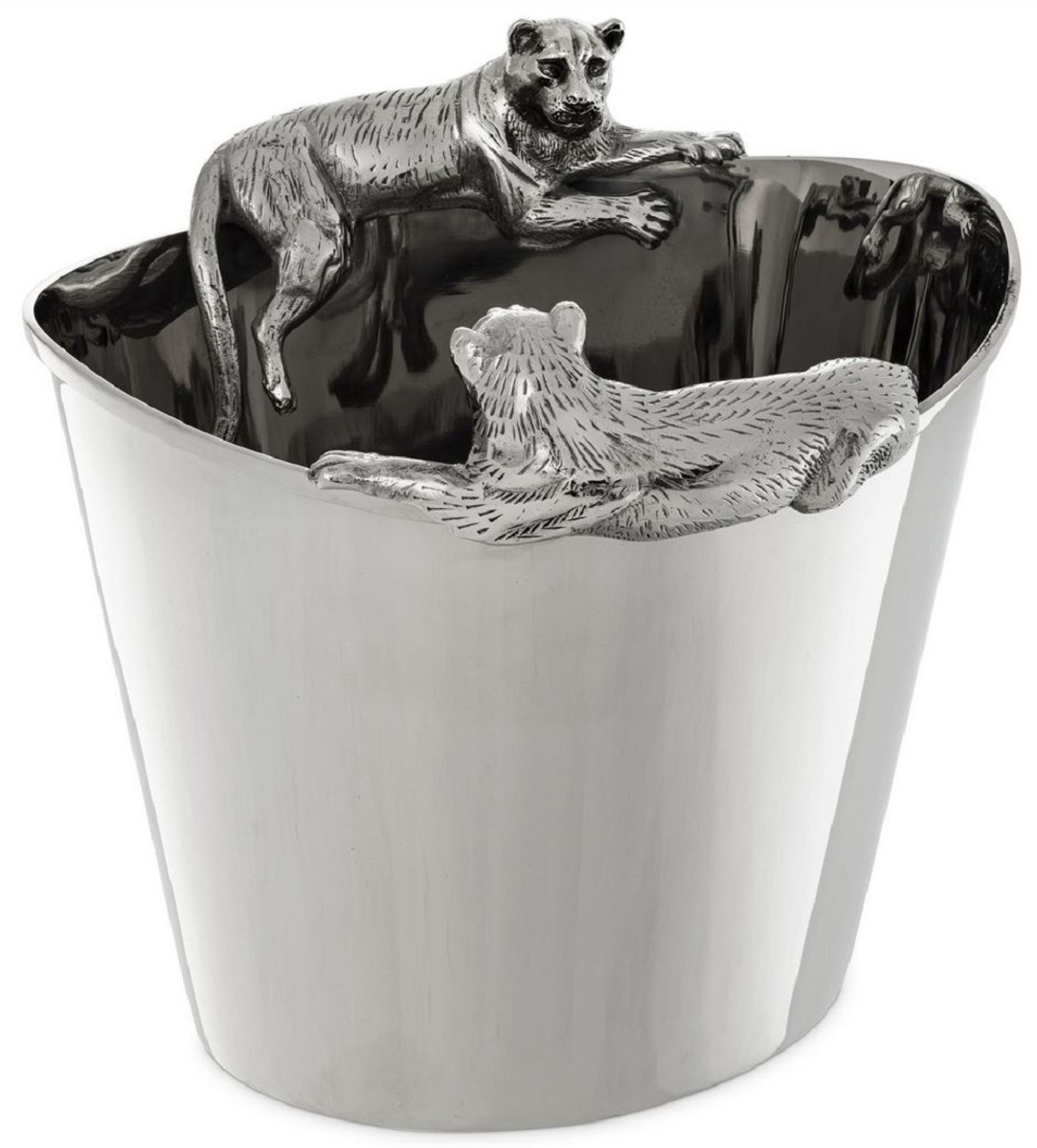 Casa Padrino luxury stainless steel wine cooler with 2 brass handles silver 25.5 x 25.5 x H. 23 cm - Hotel Restaurant Gastronomy Accessories