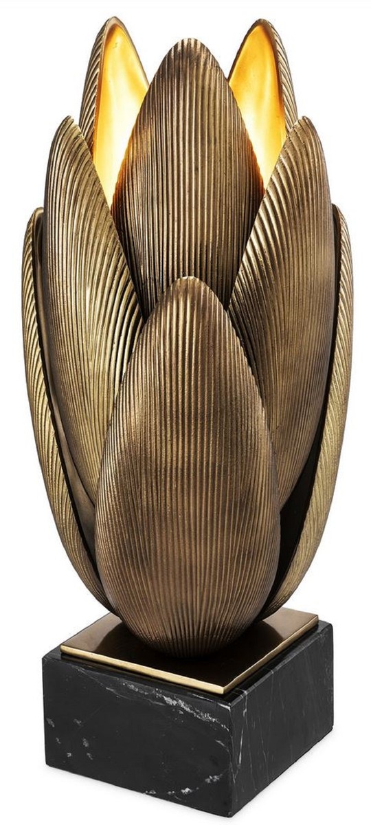 Casa Padrino luxury table lamp vintage brass / black 22.5 x 21 x H. 51.5 cm - Elegant desk lamp with marble base - Luxury Quality