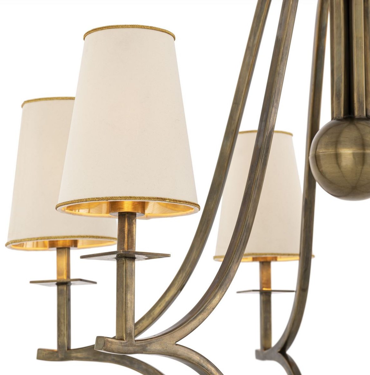 Casa Padrino lampadario Art Nouveau di lusso ottone vintage / bianco / oro 76 x 76 x A. 76 cm - Lampadari Barocchi e Art Nouveau - Qualità di Lusso