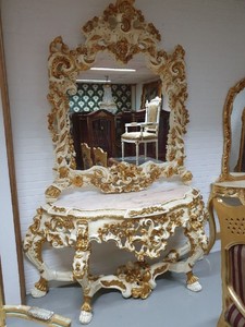 Casa Padrino set di mobili barocchi di lusso console con specchio oro /  nero - Magnifico consolle intagliata a mano con specchio a parete - Mobilia  Castello Hotel Ristorante - Qualità di Lusso