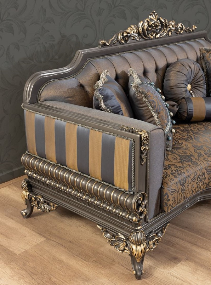 Casa Padrino divano barocco di lusso rosa / argento 235 x 103 x A. 82 cm - Divano  da soggiorno in stile barocco con cuscini decorativi - Mobili da soggiorno  barocco