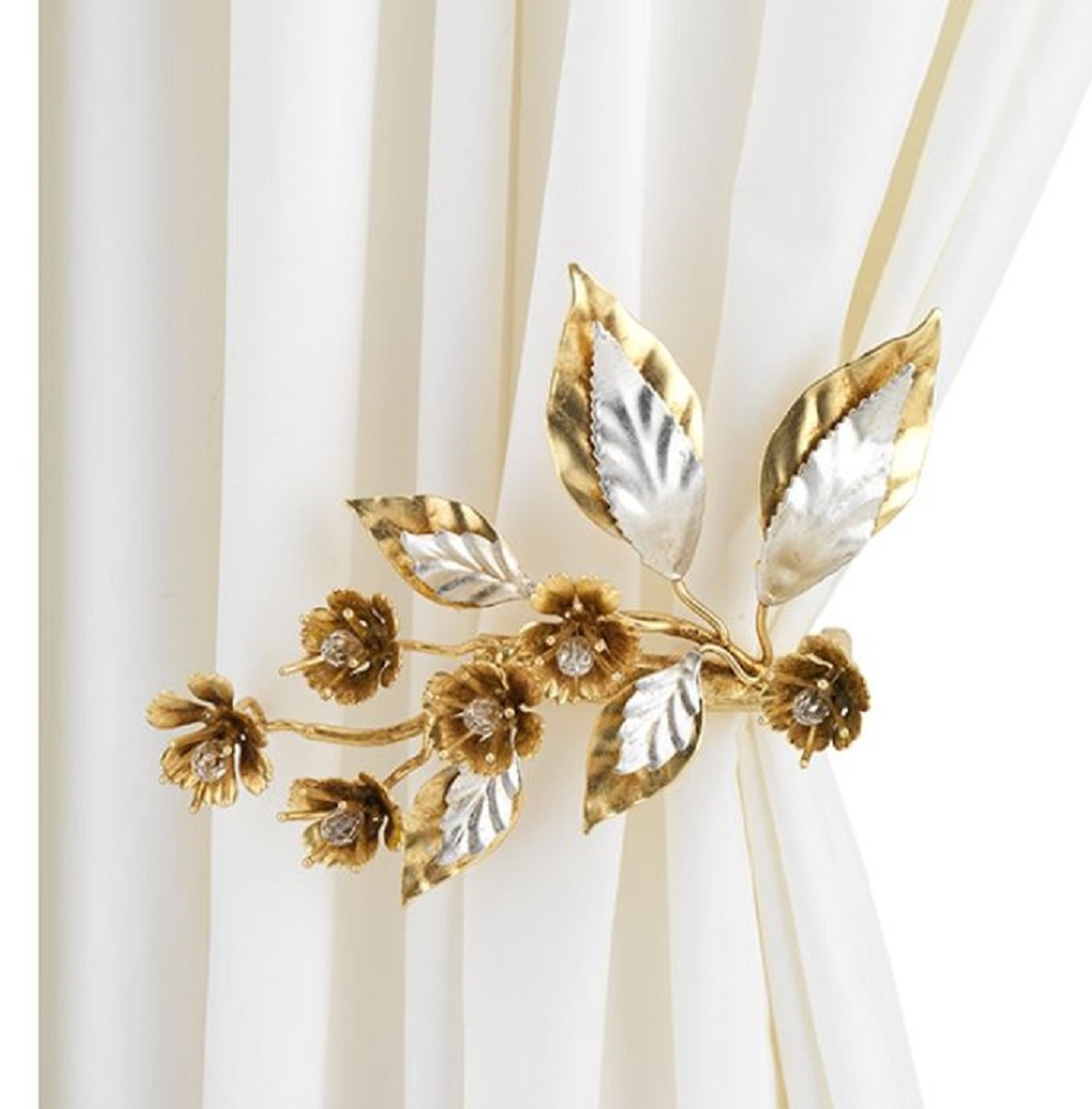 Casa Padrino porte-rideau de luxe or / argent 22 x 18 x H. 22 cm - Élégant  porte-rideau en métal avec perles de verre - Accessoires de décoration de  luxe