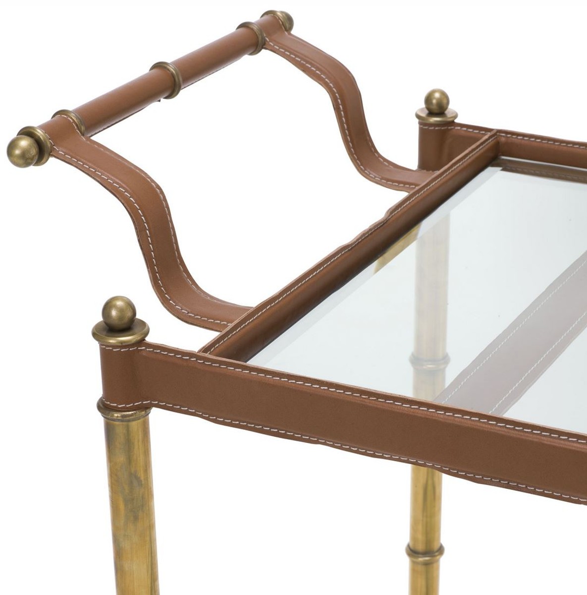 Casa Padrino carrito de servicio de lujo latón vintage / marrón 74 x 44,5 x A. 84 cm - Carrito para Restaurante Hotel Catering - Accesorios de Lujo