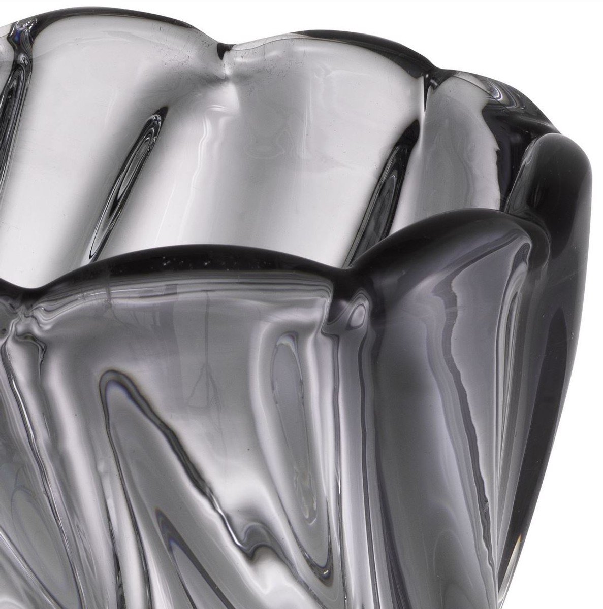 Casa Padrino vaso di vetro decorativo di lusso grigio Ø 20,5 x A. 29 cm - Vaso  di Fiori Soffiato a Mano - Accessori di Decorazione di Lusso