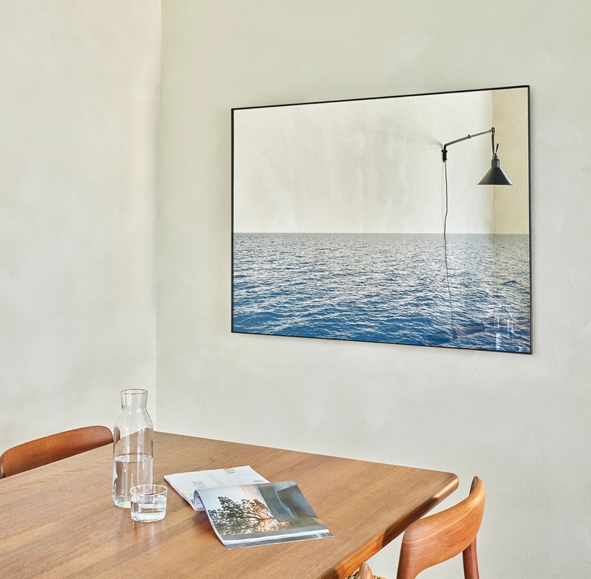 Casa Padrino Luxus Wandspiegel Meer Blau / Schwarz 120 x 2 x H. 90 cm -  Rechteckiger Spiegel mit Metallrahmen - Luxus Möbel